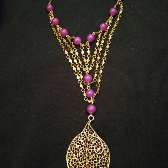 Beaded Bronze Multi-chained Necklace - Picture 4 of 4